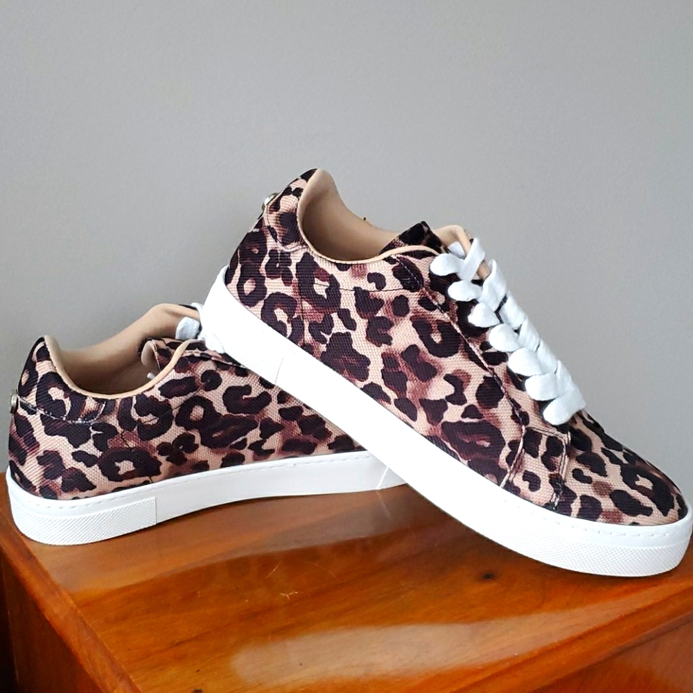 Steve Madden Canvas Leopard Sneakers - Picture 1 of 9